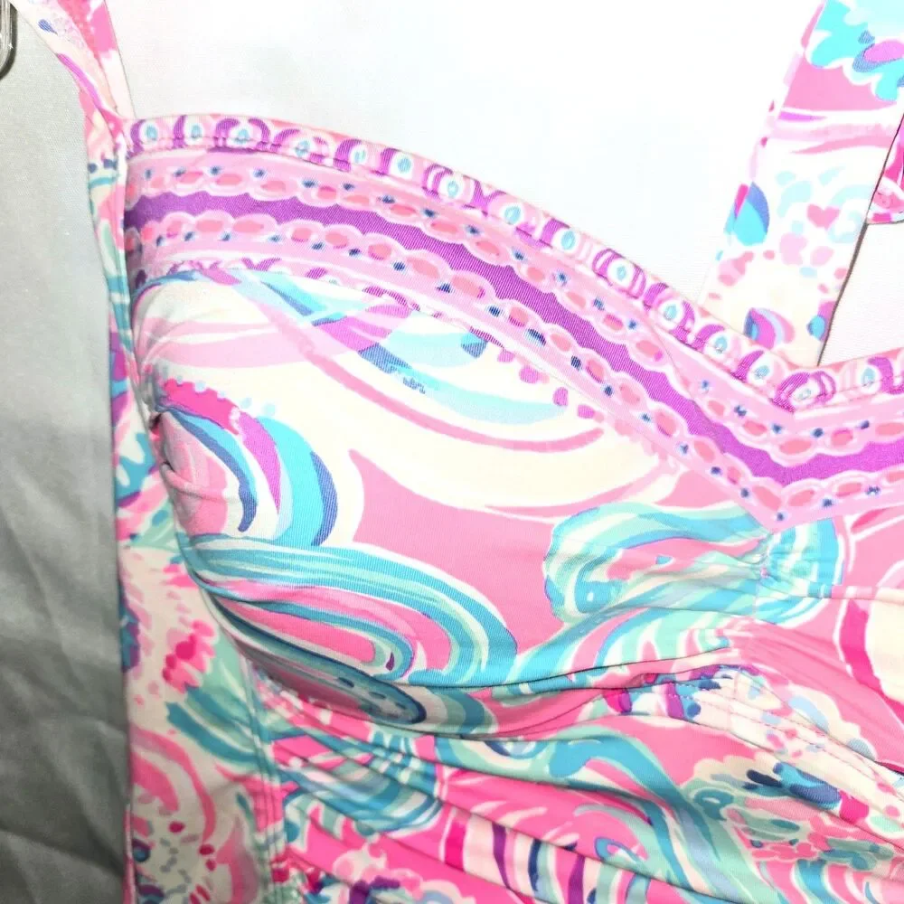 LILLY PULITZER Swimwear Jimmi Tankini Top Prosecco Pink Don't Be Jelly Women S